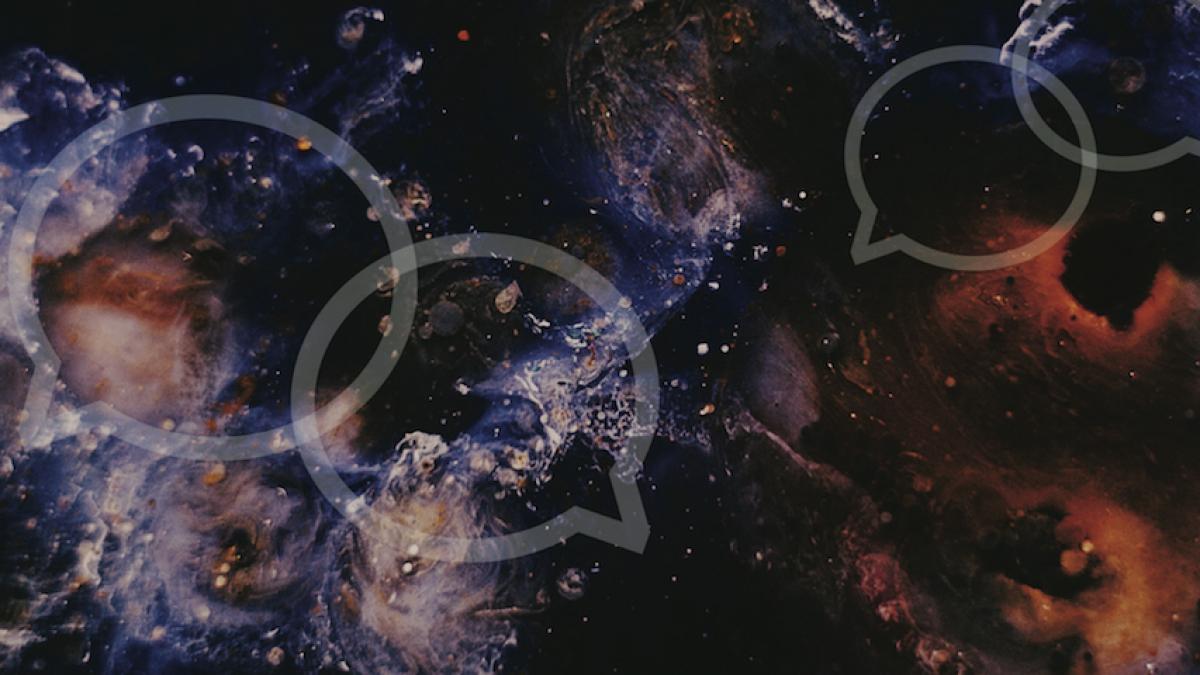 Photo of space with speech bubbles